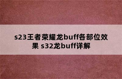 s23王者荣耀龙buff各部位效果 s32龙buff详解